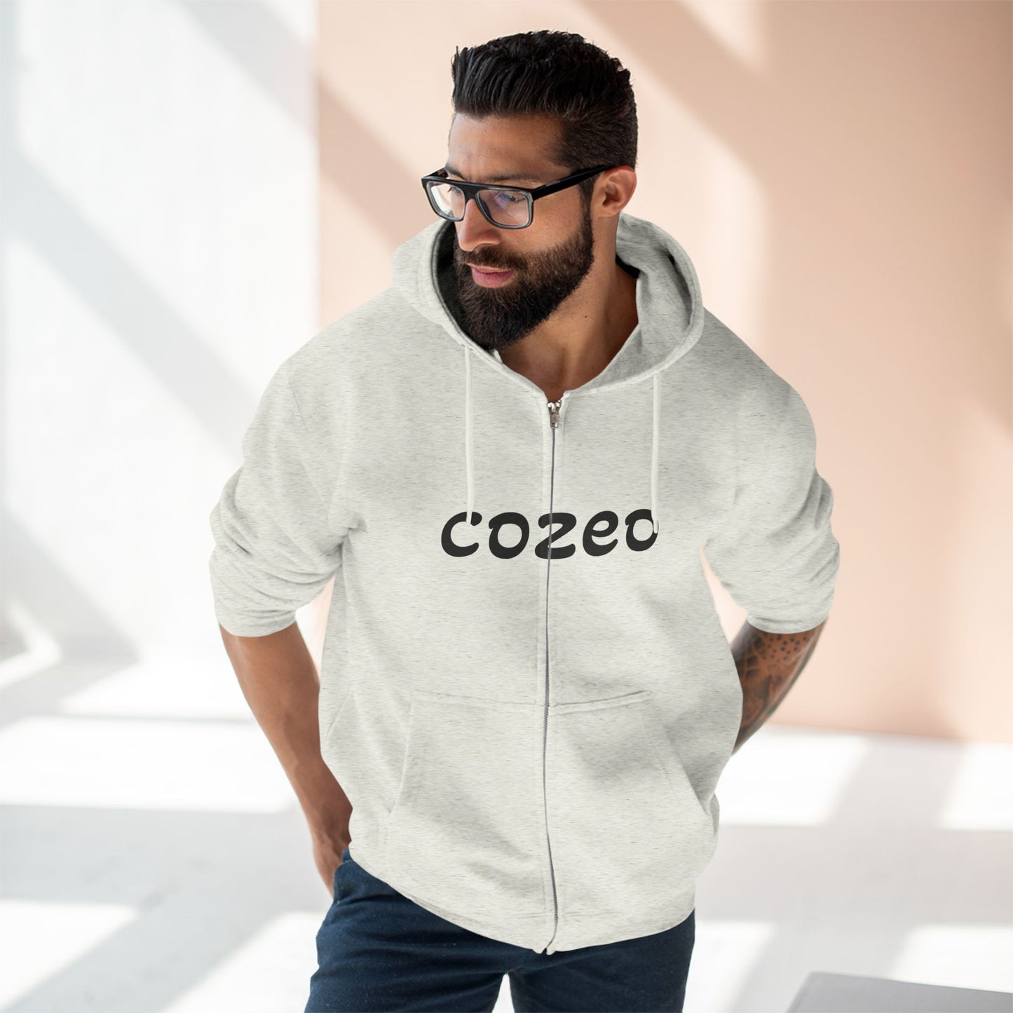 Cozeo Zip Hoodie, Comfortable Sweatshirt, Casual Fashion, Gift for Friends, Cozy Layering Piece