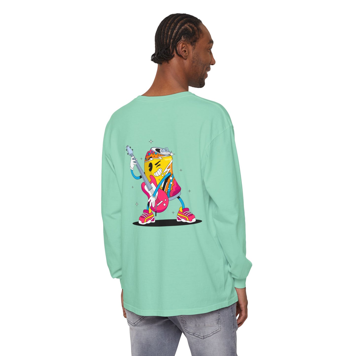 Rock Star Long Sleeve Tee, Garment-Dyed Shirt for Music Lovers, Streetwear, Concert Casual, Unique Gift Idea