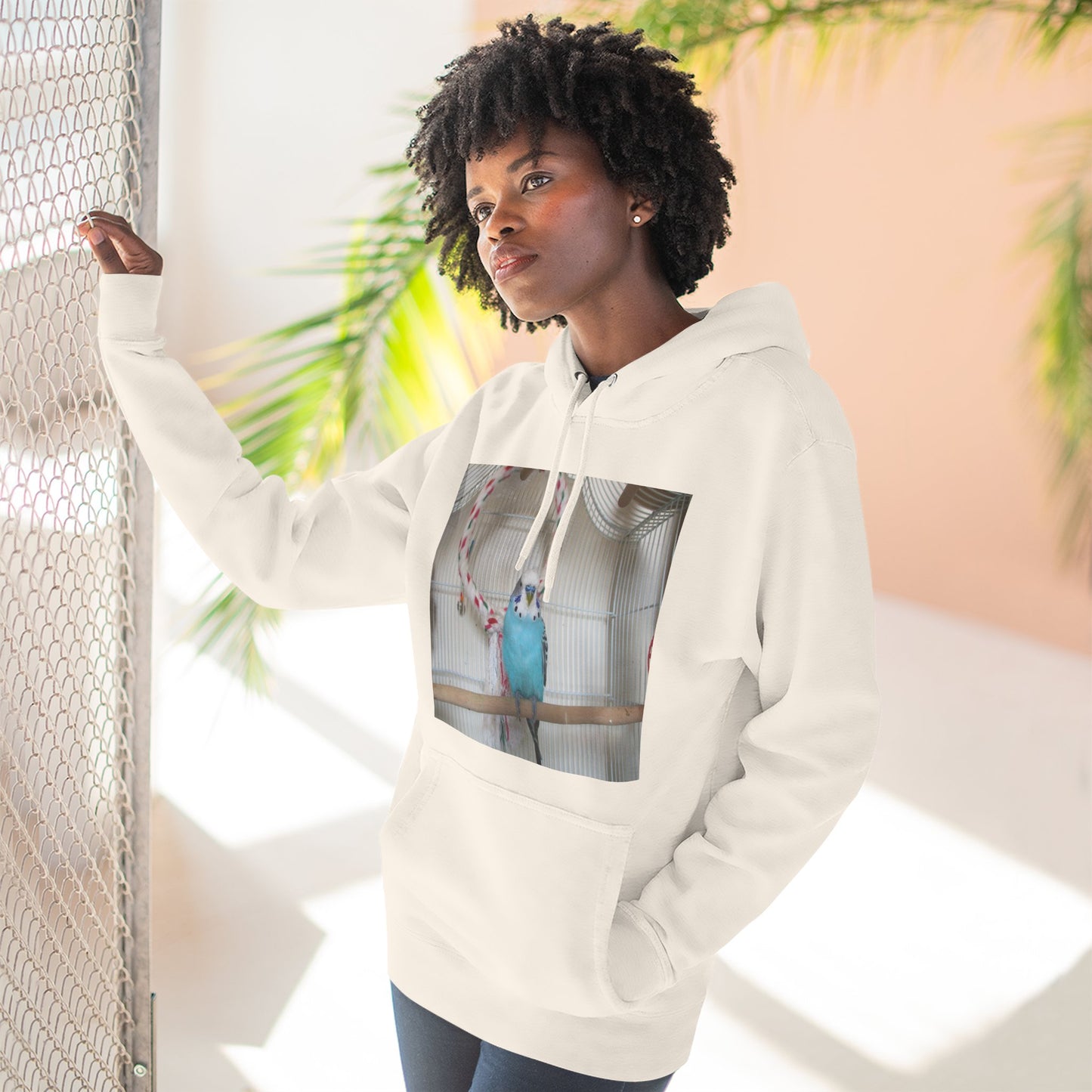 Bird Lover's Three-Panel Fleece Hoodie, Cozy Bird Sweatshirt, Pet Gift, Animal Lover Apparel, Cute Bird Design, Warm Winter Wear