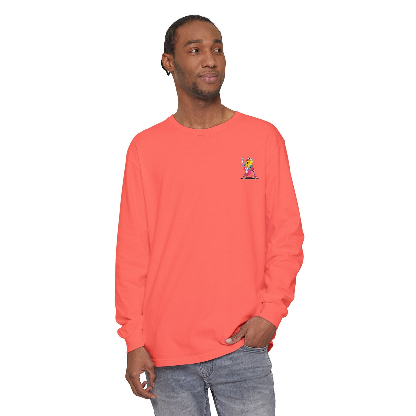Rock Star Long Sleeve Tee, Garment-Dyed Shirt for Music Lovers, Streetwear, Concert Casual, Unique Gift Idea