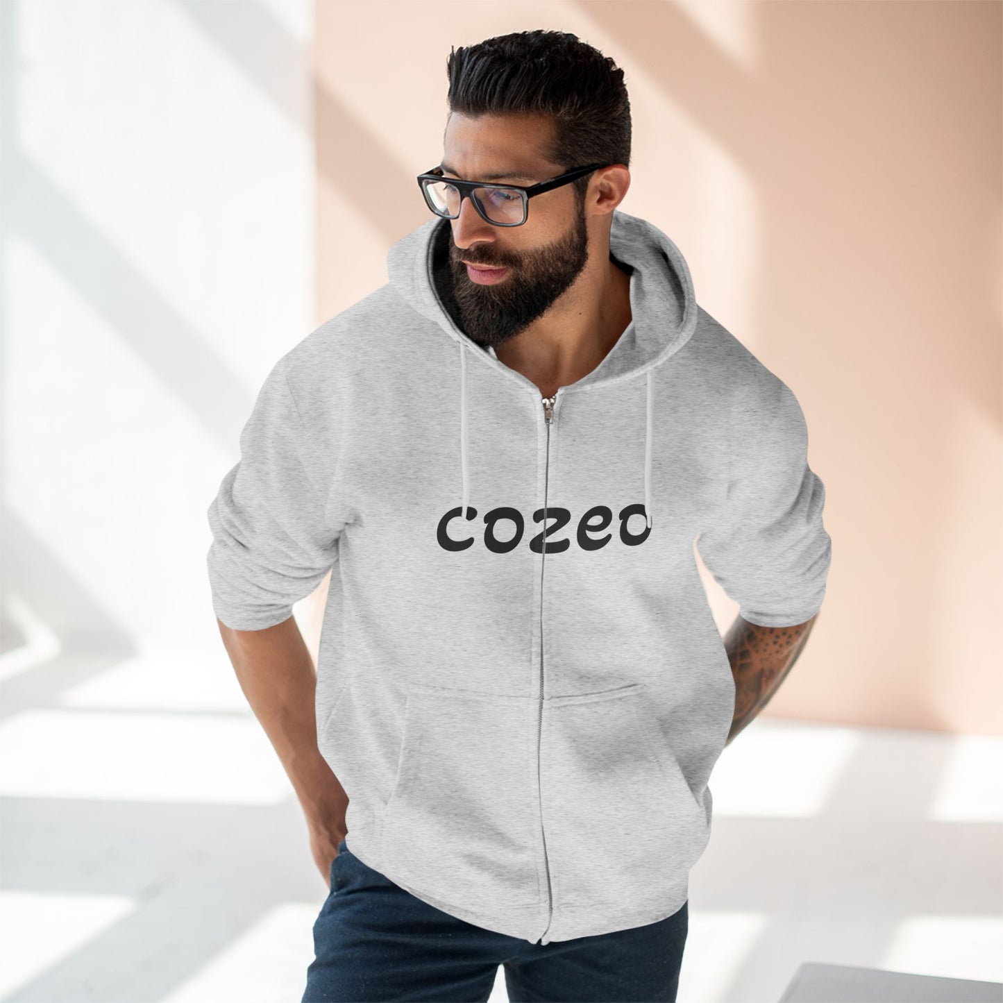 Cozeo Zip Hoodie, Comfortable Sweatshirt, Casual Fashion, Gift for Friends, Cozy Layering Piece