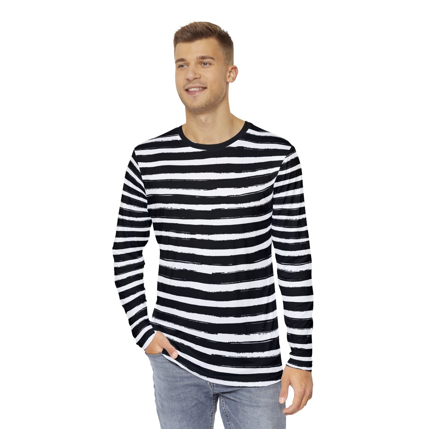 Stylish Striped Long Sleeve Shirt for Men, Casual Wear, Layering Top, Ideal Gift for Any Occasion, Unique Fashion Statement