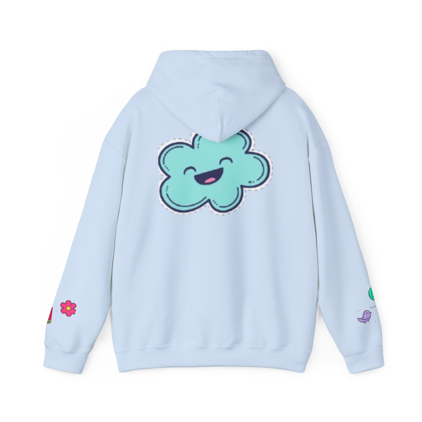 Cute Illustrated Hoodie with Flowers, Sweatshirt for Spring, Funny Cloud Design, Gift for Teens, Cozy Casual Wear