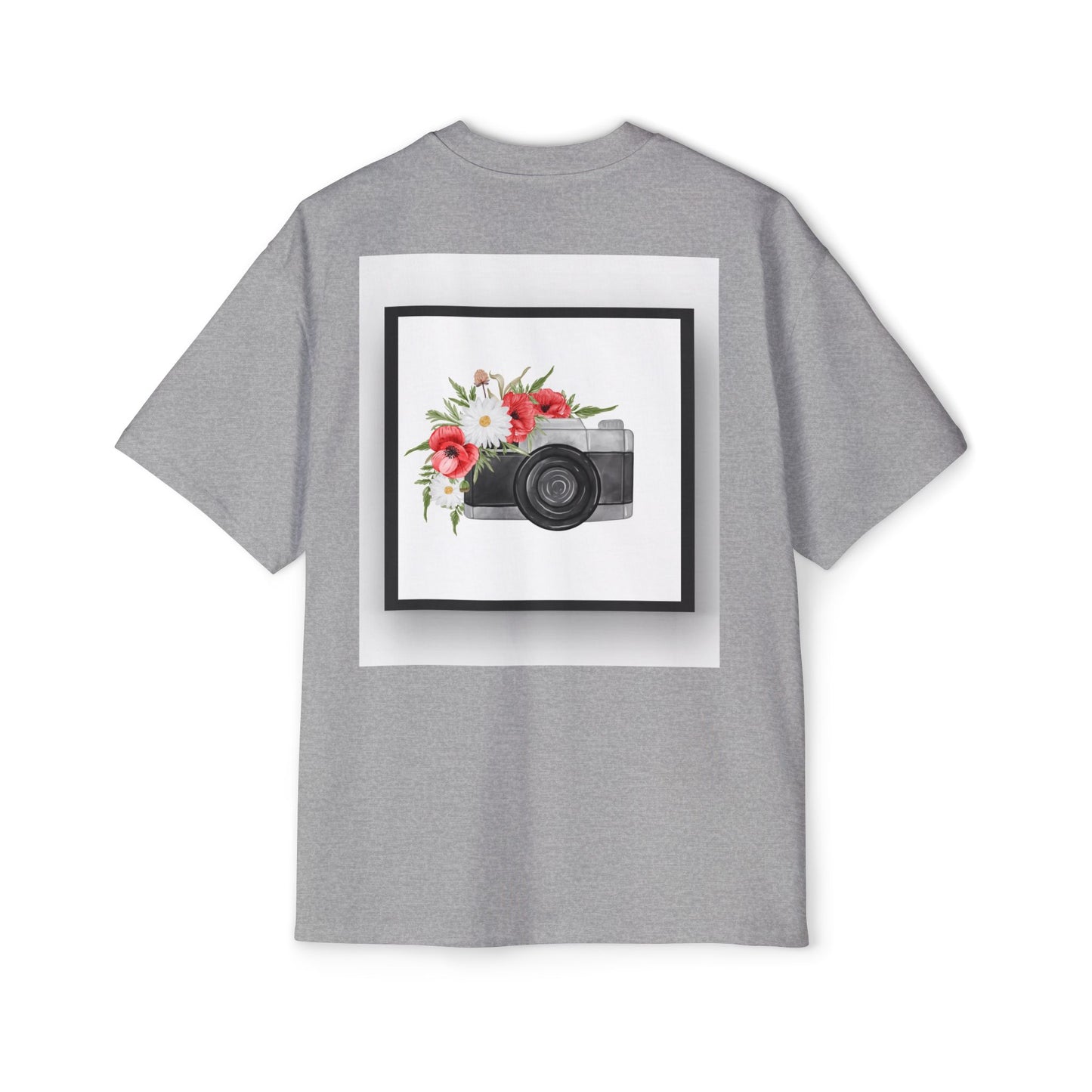 Floral Camera Oversized Tee, Photography Lover Shirt, Casual Graphic T-Shirt, Gift for Creatives, Trendy Streetwear