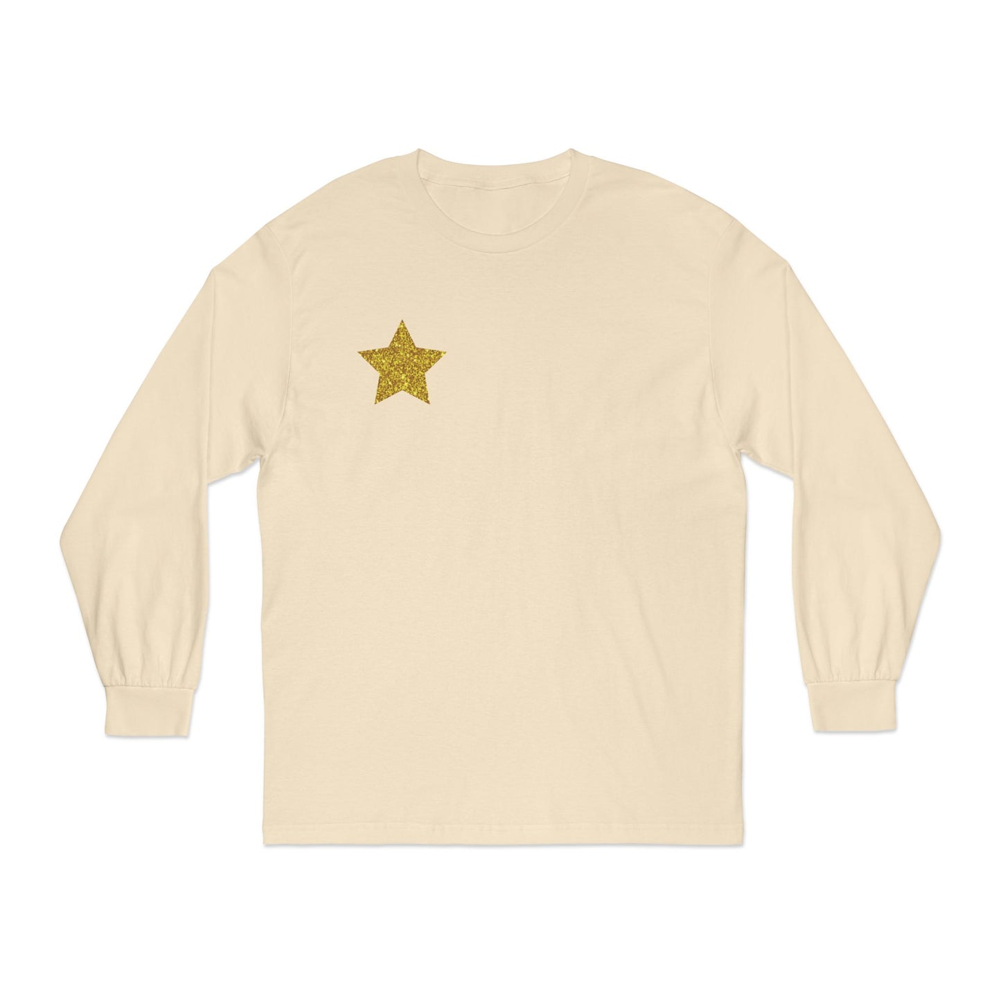 Golden Star Long Sleeve T-Shirt, Casual Shirt, Gift for Her, Holiday Apparel, Everyday Wear, Comfortable Style