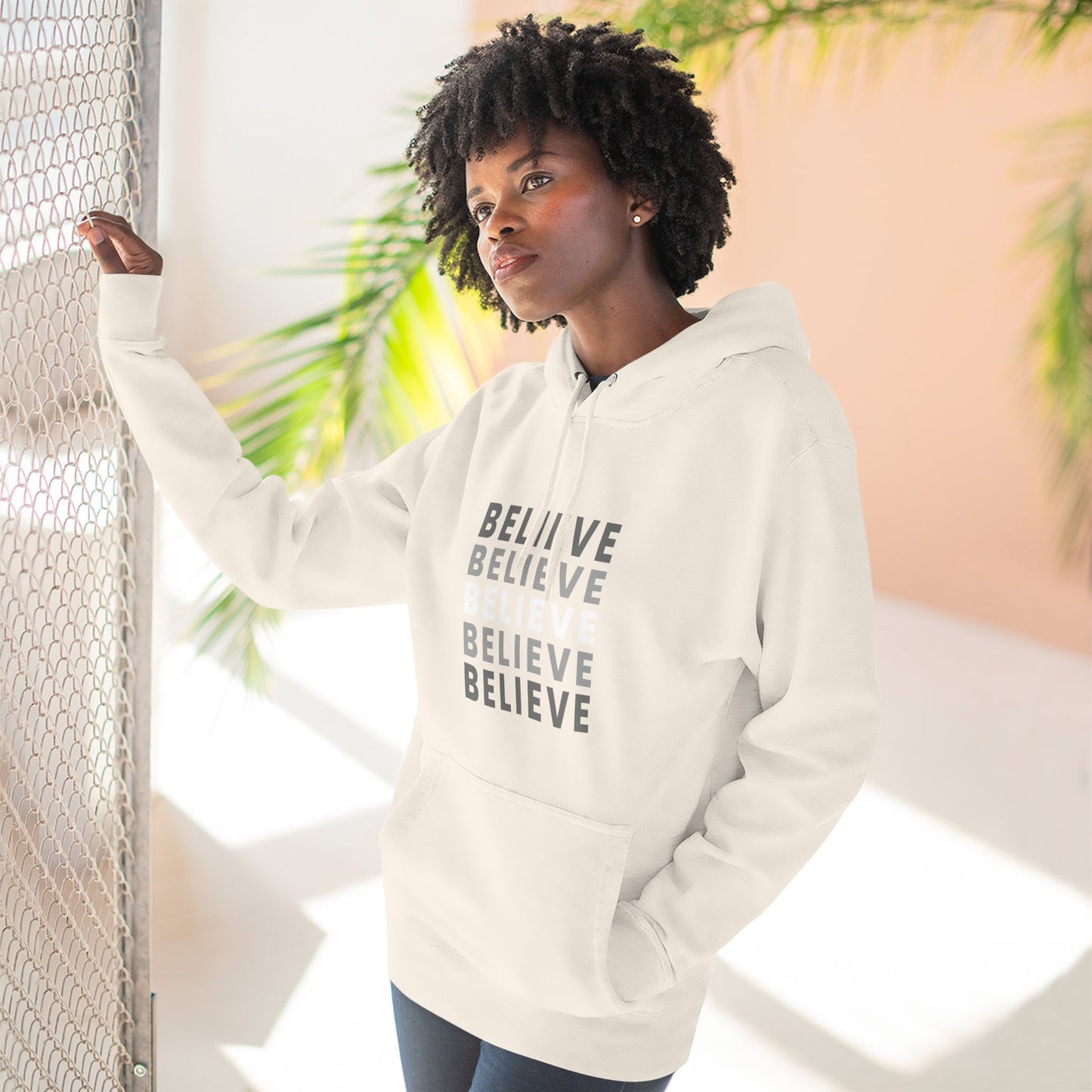 Inspiring Three-Panel Fleece Hoodie, Cozy Pullover, Motivational Gift, Everyday Wear, Layering Essential