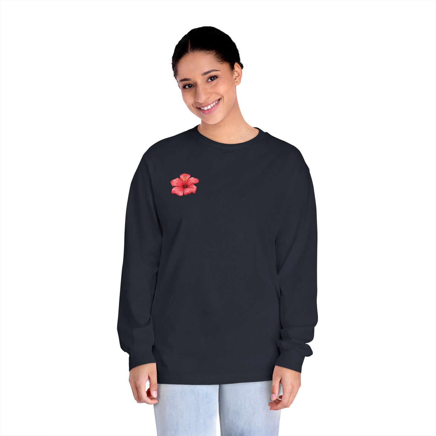 Hibiscus Floral Long Sleeve T-Shirt, Tee, Casual Wear, Beach Vacation, Gift for Her, Spring Fashion