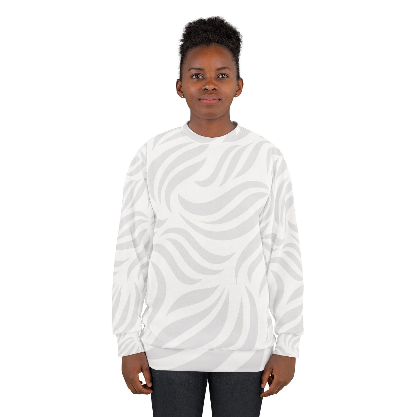 Stylish Sweatshirt with Abstract Wave Design, Cozy Fall Fashion, Casual Wear, Gift for Friends, Everyday Comfort, Trendy Layering
