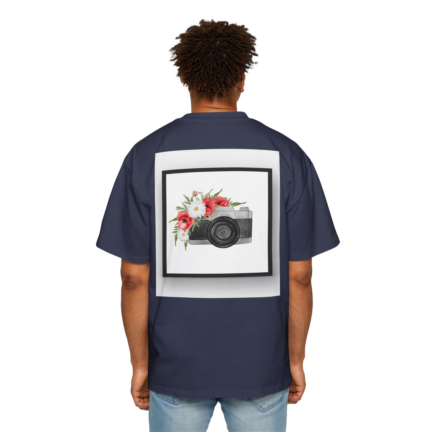 Floral Camera Oversized Tee, Photography Lover Shirt, Casual Graphic T-Shirt, Gift for Creatives, Trendy Streetwear