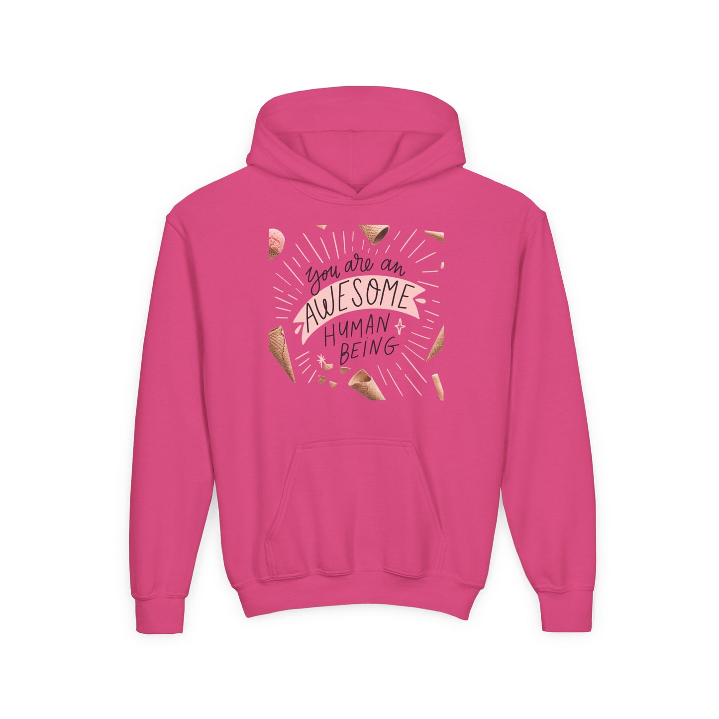 Youth Inspirational Hoodie - You Are An Awesome Human Being, Perfect Gift for Teens, Motivational Sweatshirt, Birthday Present