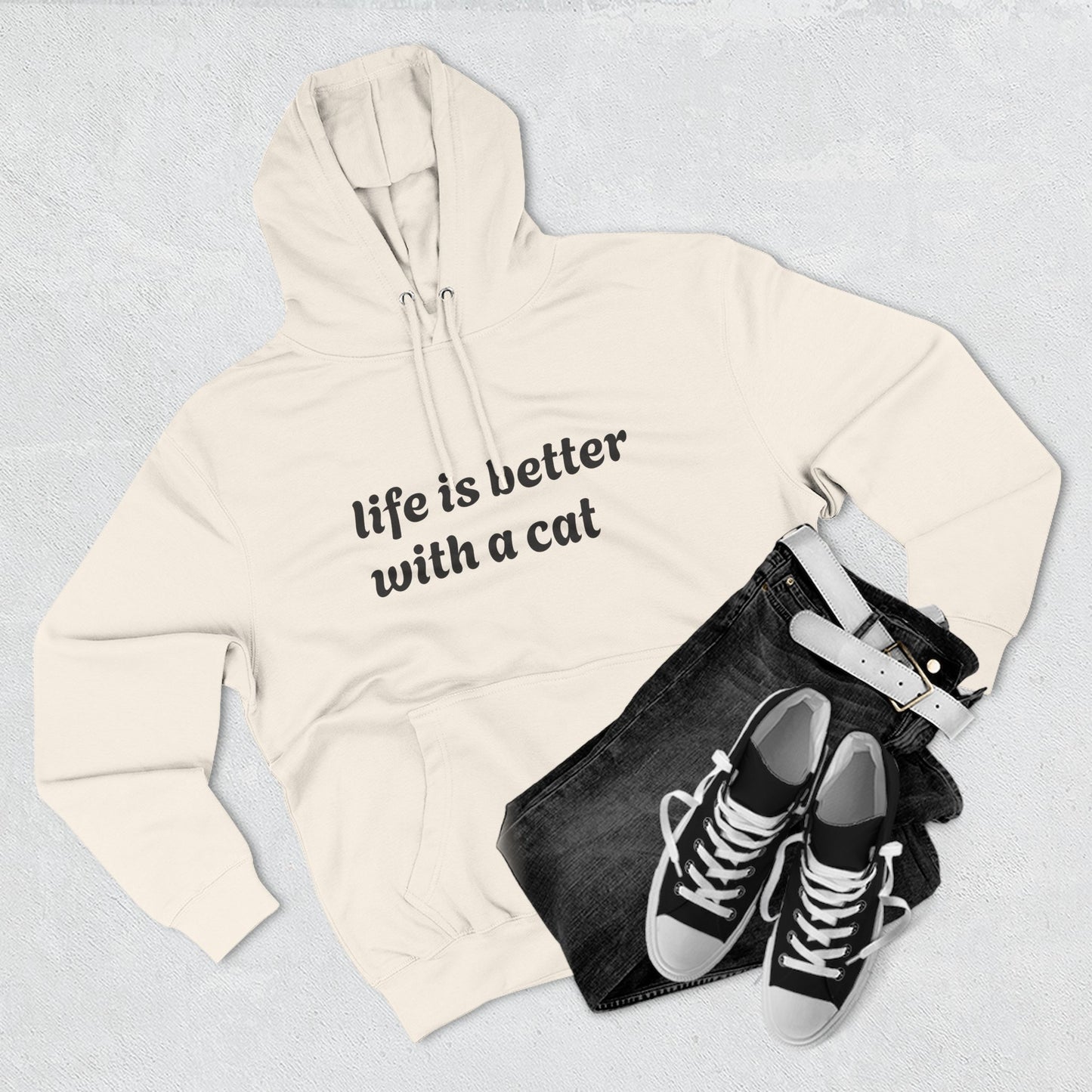 Cat Lover's Three-Panel Fleece Hoodie - Cozy Cat Hoodie, Gift for Cat Lovers, Cute Pet Apparel, Cat Mom Sweatshirt, Birthday Gift