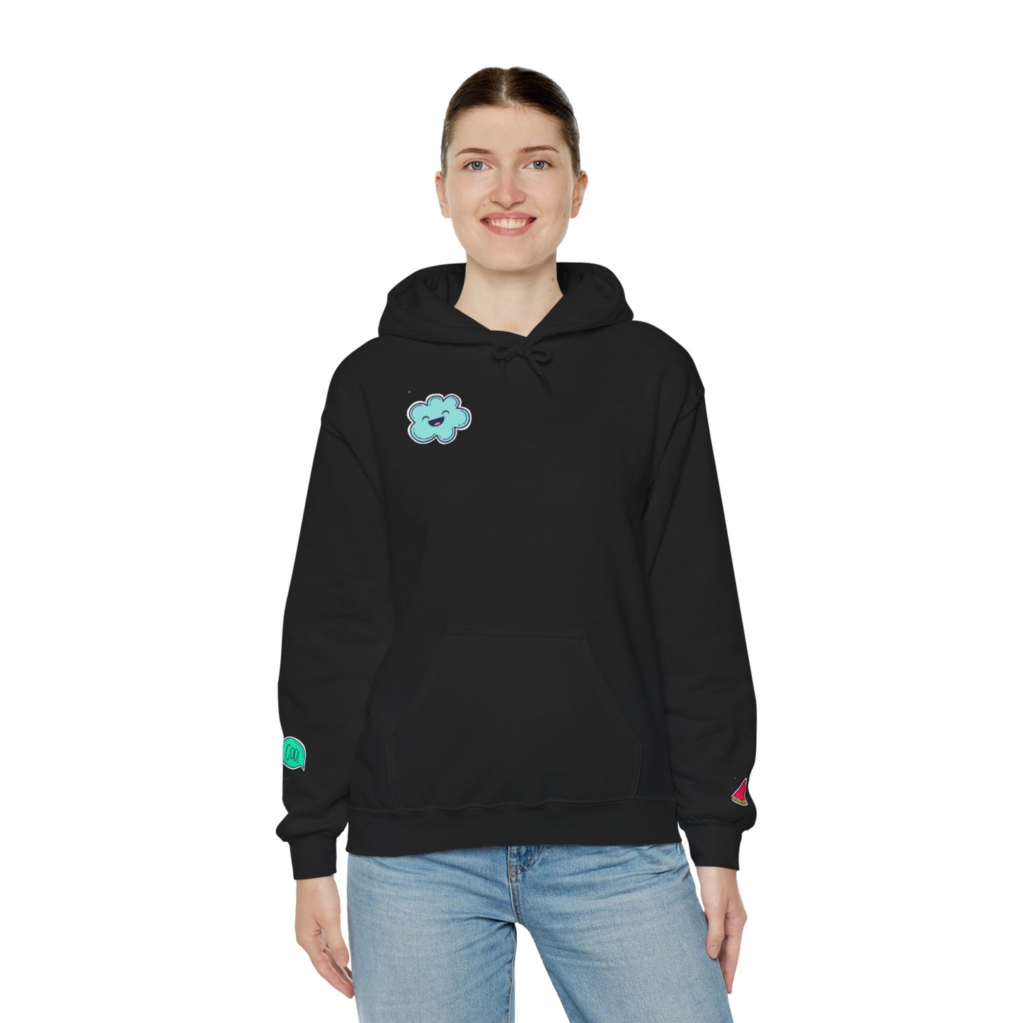 Cute Illustrated Hoodie with Flowers, Sweatshirt for Spring, Funny Cloud Design, Gift for Teens, Cozy Casual Wear