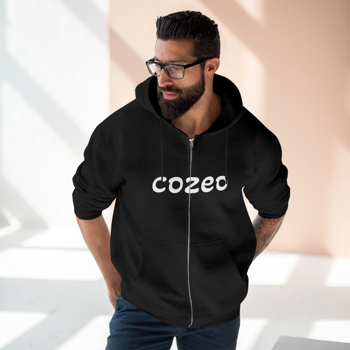 Cozeo Zip Hoodie, Comfortable Sweatshirt, Casual Fashion, Gift for Friends, Cozy Layering Piece
