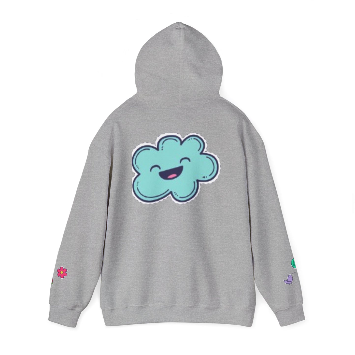Cute Illustrated Hoodie with Flowers, Sweatshirt for Spring, Funny Cloud Design, Gift for Teens, Cozy Casual Wear