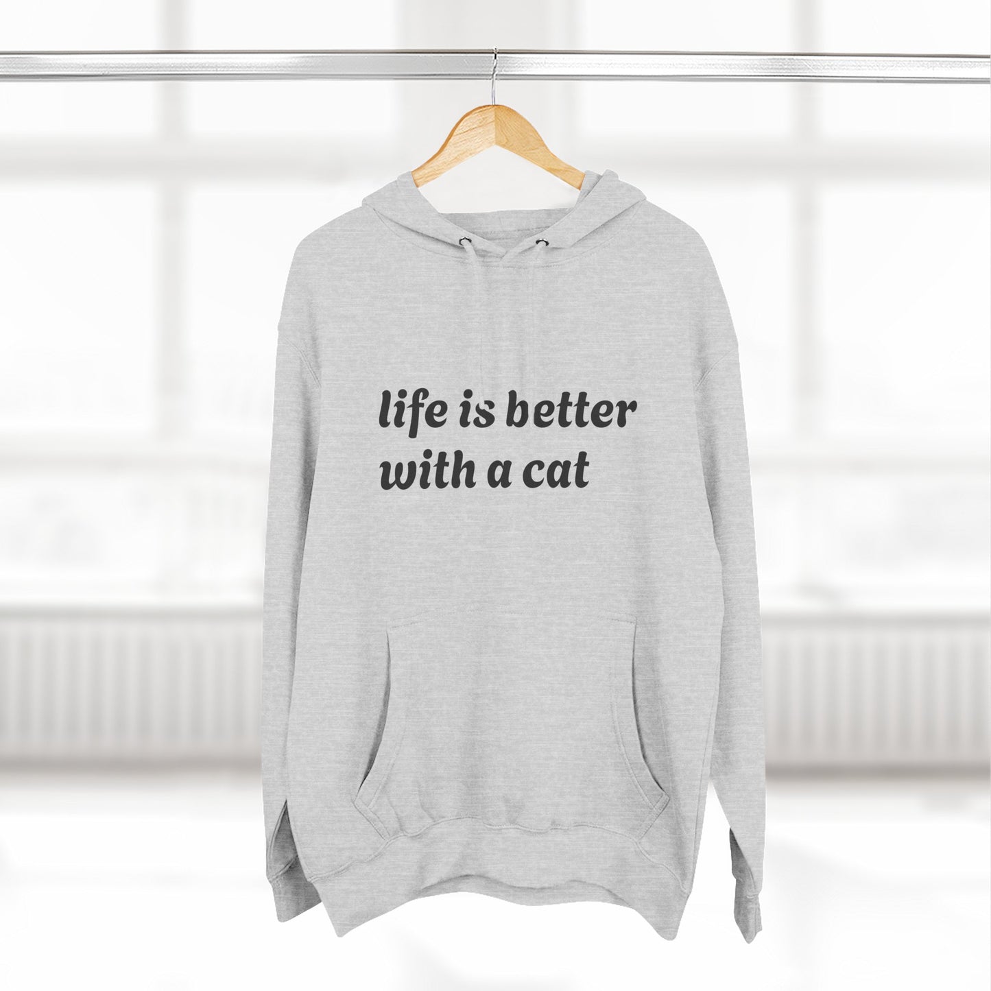 Cat Lover's Three-Panel Fleece Hoodie - Cozy Cat Hoodie, Gift for Cat Lovers, Cute Pet Apparel, Cat Mom Sweatshirt, Birthday Gift