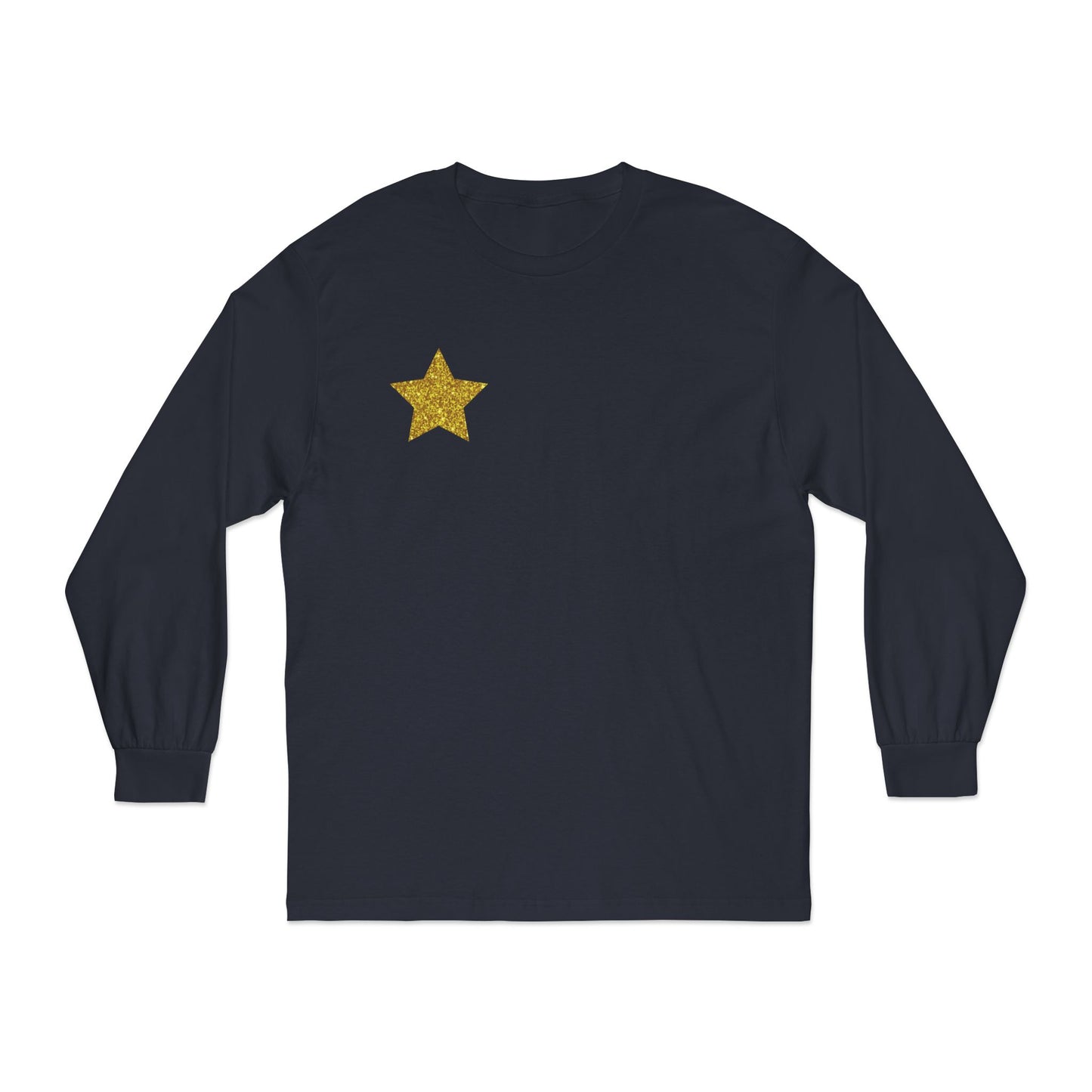 Golden Star Long Sleeve T-Shirt, Casual Shirt, Gift for Her, Holiday Apparel, Everyday Wear, Comfortable Style