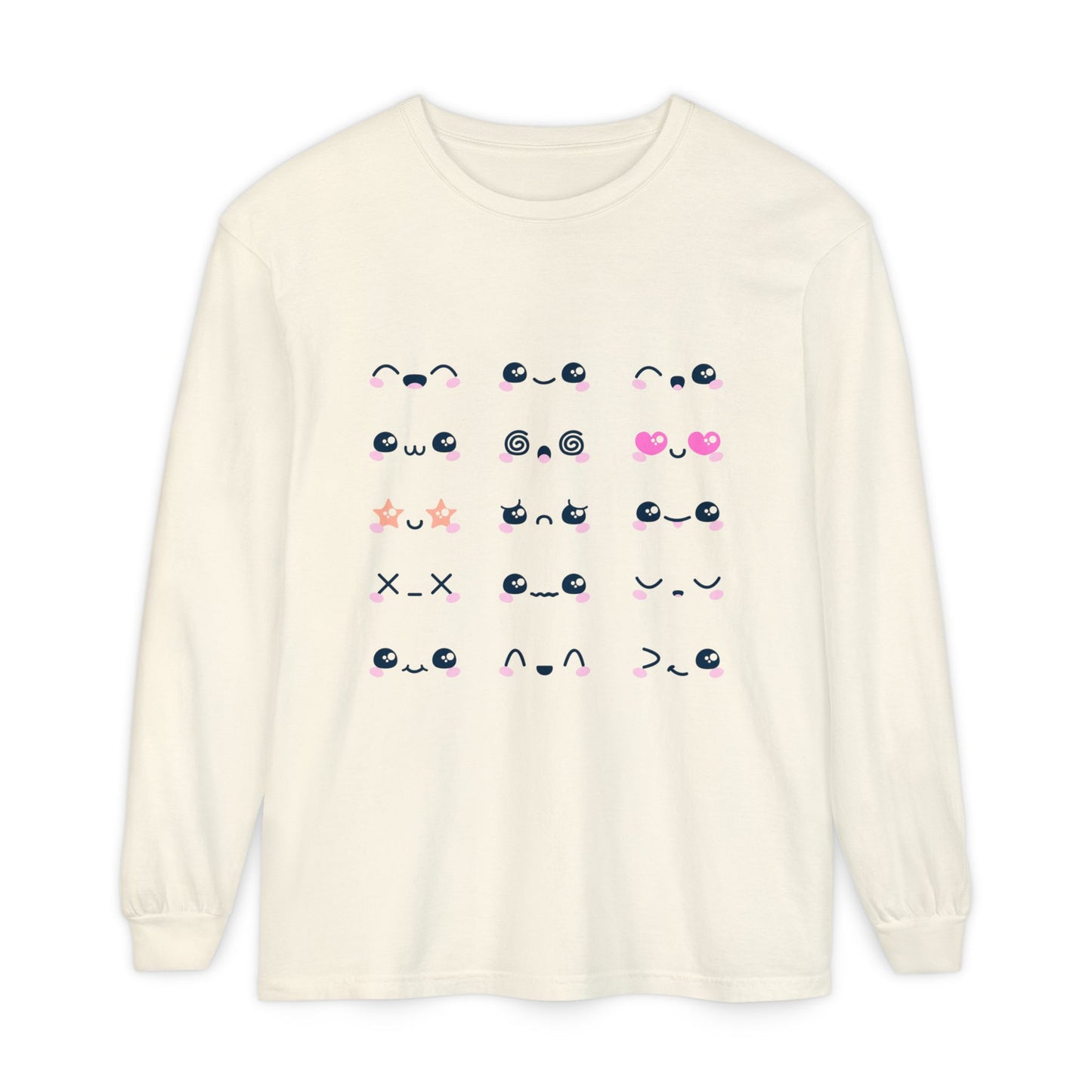 Cute Emojis Long Sleeve T-Shirt, Casual Wear, Gift for Friends, Cute Long Sleeve, Everyday Style, Graphic Tee