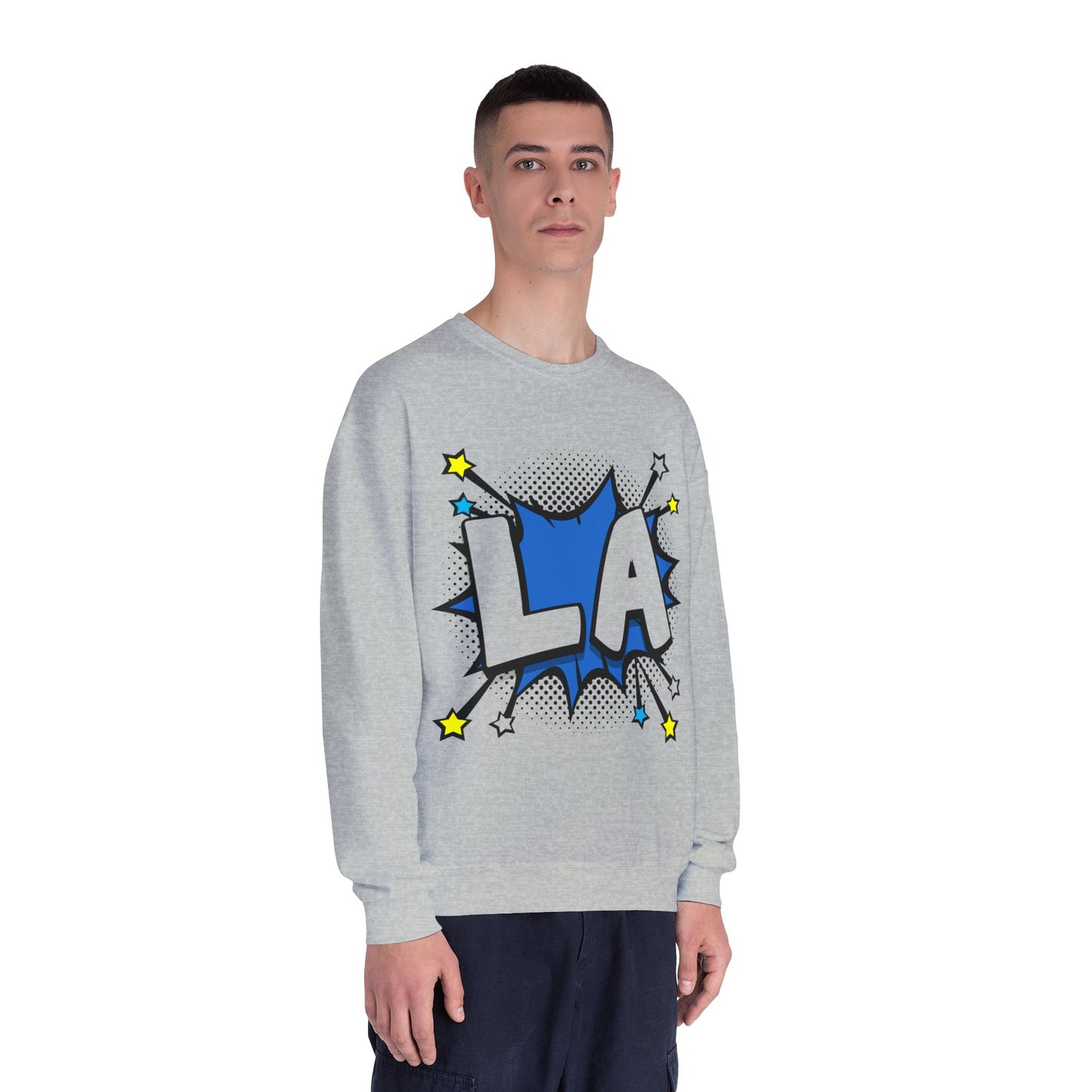 Cool LA Comic Style Crewneck Sweatshirt, Graphic Sweater, Gift for Him, Her, Casual Wear