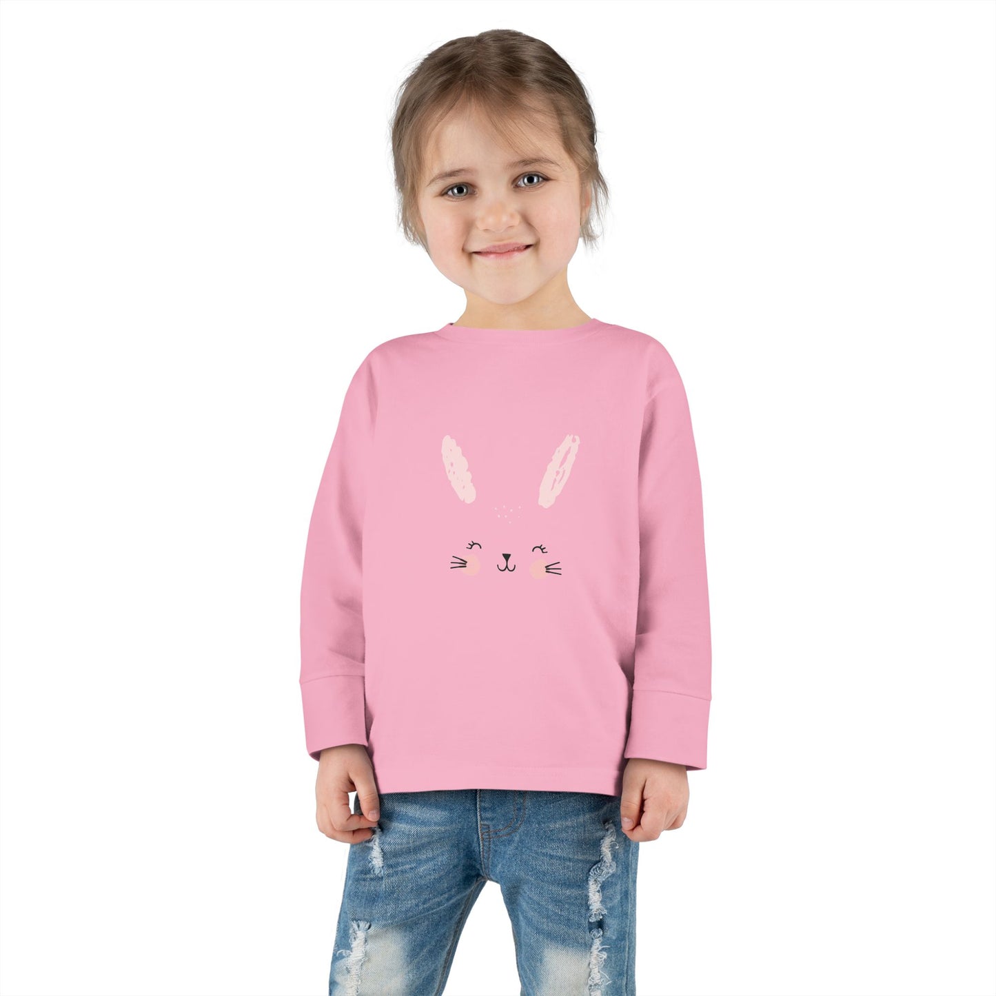 Cute Bunny Toddler Long Sleeve Tee, Rabbit Graphic Kids Shirt, Easter Gift, Spring Style, Toddler Apparel