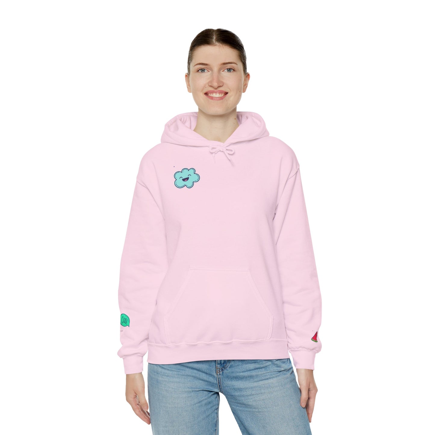 Cute Illustrated Hoodie with Flowers, Sweatshirt for Spring, Funny Cloud Design, Gift for Teens, Cozy Casual Wear