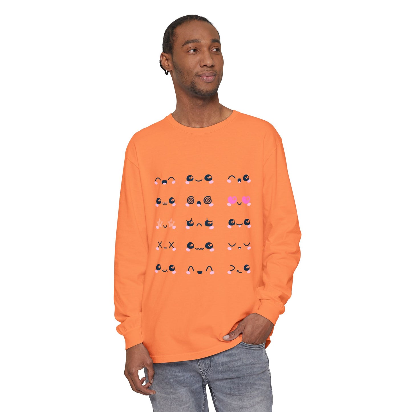 Cute Emojis Long Sleeve T-Shirt, Casual Wear, Gift for Friends, Cute Long Sleeve, Everyday Style, Graphic Tee