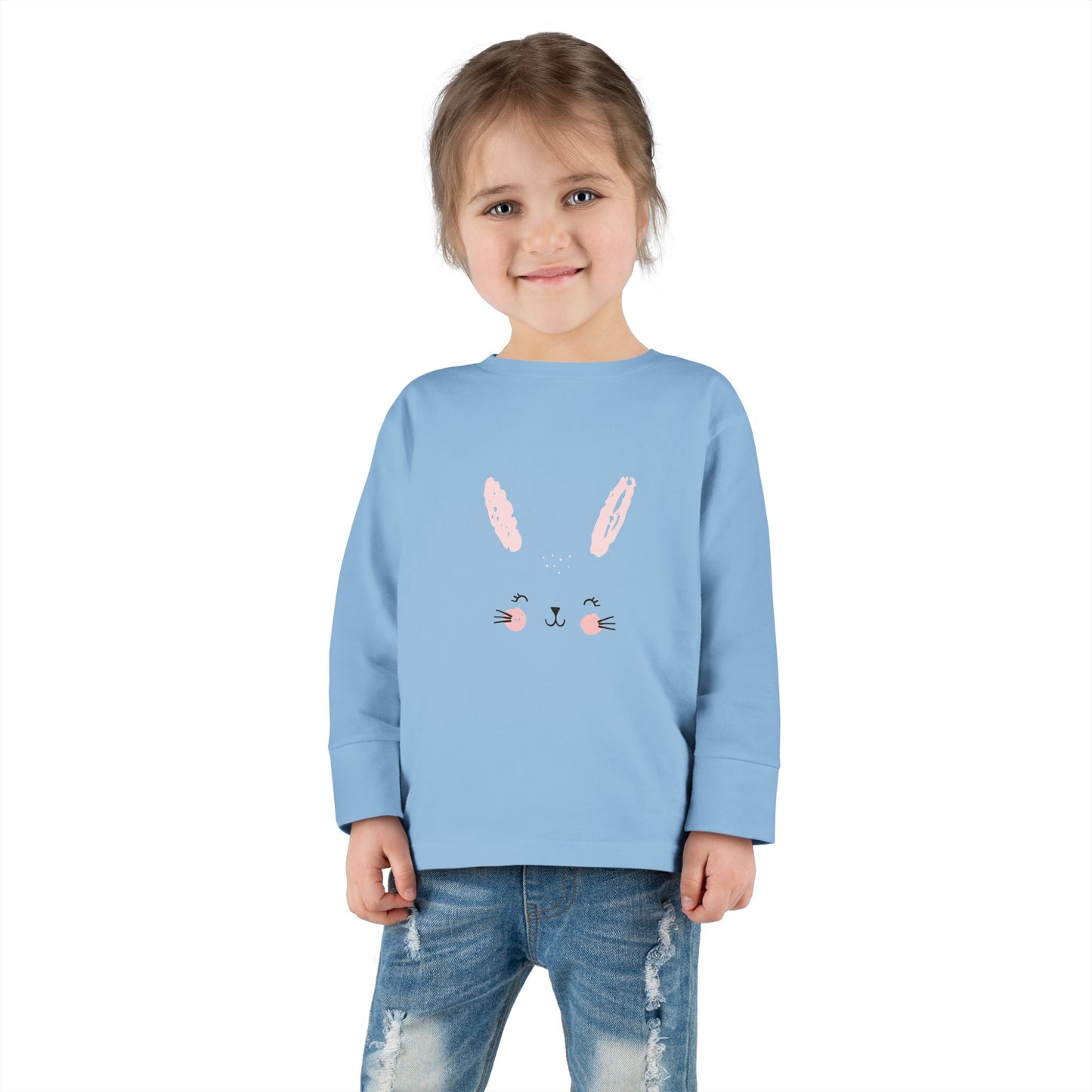 Cute Bunny Toddler Long Sleeve Tee, Rabbit Graphic Kids Shirt, Easter Gift, Spring Style, Toddler Apparel