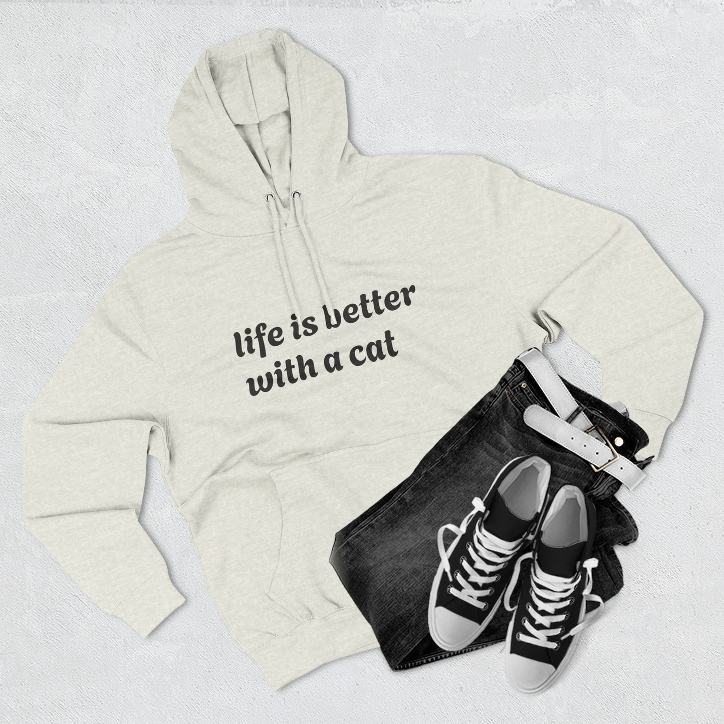 Cat Lover's Three-Panel Fleece Hoodie - Cozy Cat Hoodie, Gift for Cat Lovers, Cute Pet Apparel, Cat Mom Sweatshirt, Birthday Gift