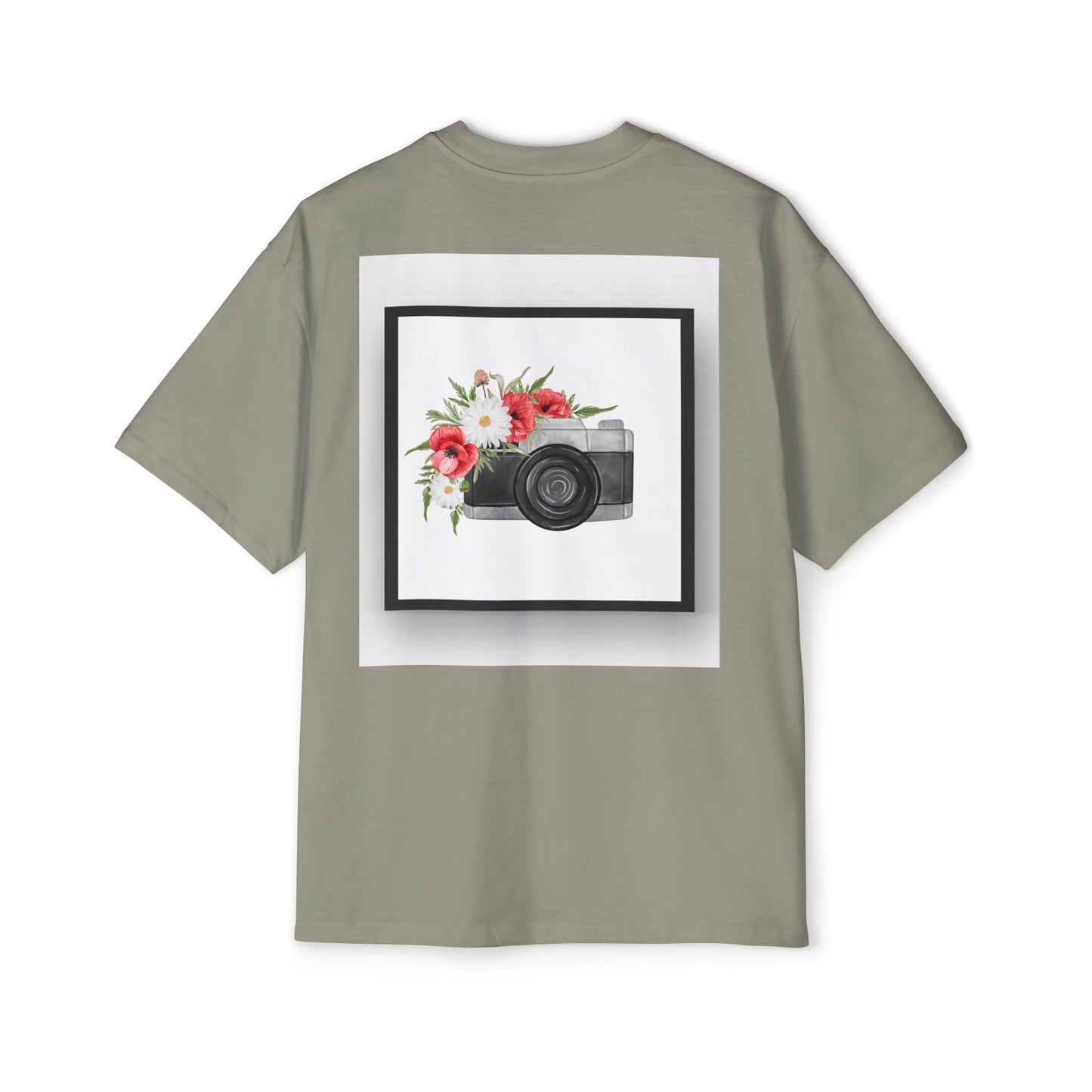 Floral Camera Oversized Tee, Photography Lover Shirt, Casual Graphic T-Shirt, Gift for Creatives, Trendy Streetwear