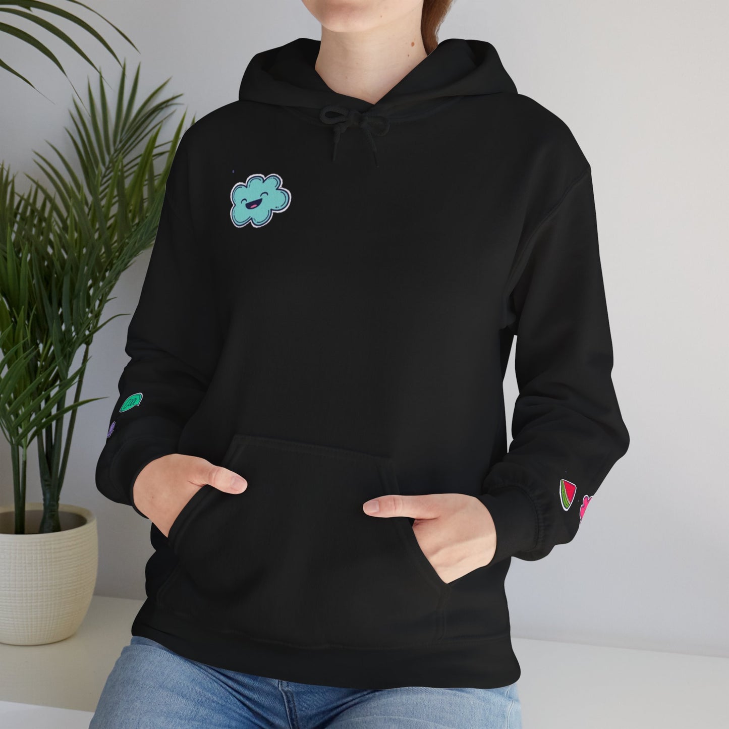 Cute Illustrated Hoodie with Flowers, Sweatshirt for Spring, Funny Cloud Design, Gift for Teens, Cozy Casual Wear