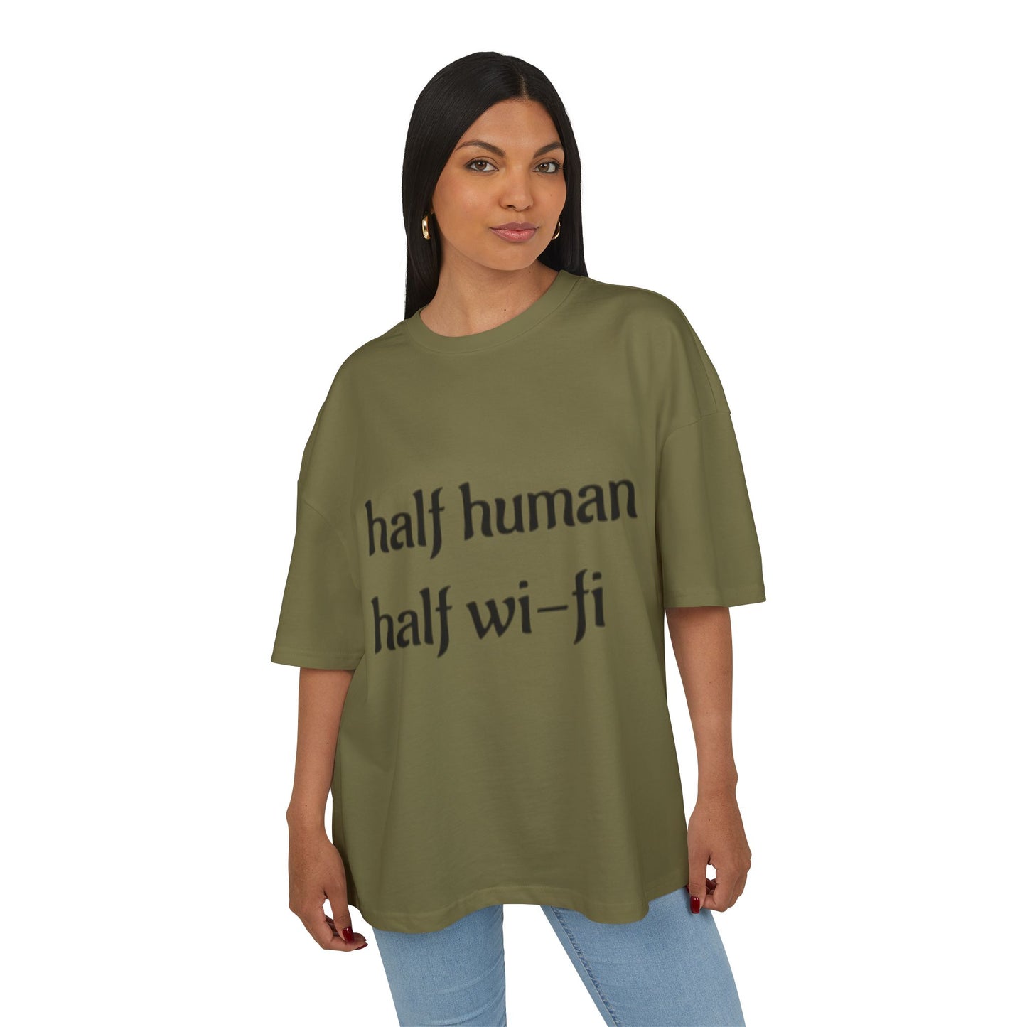 Half Human Half Wi-Fi Tee | Cotton Box Shirt, Funny Graphic Tee, Gift for Tech Lovers, Quirky Casual Wear, Geeky Apparel