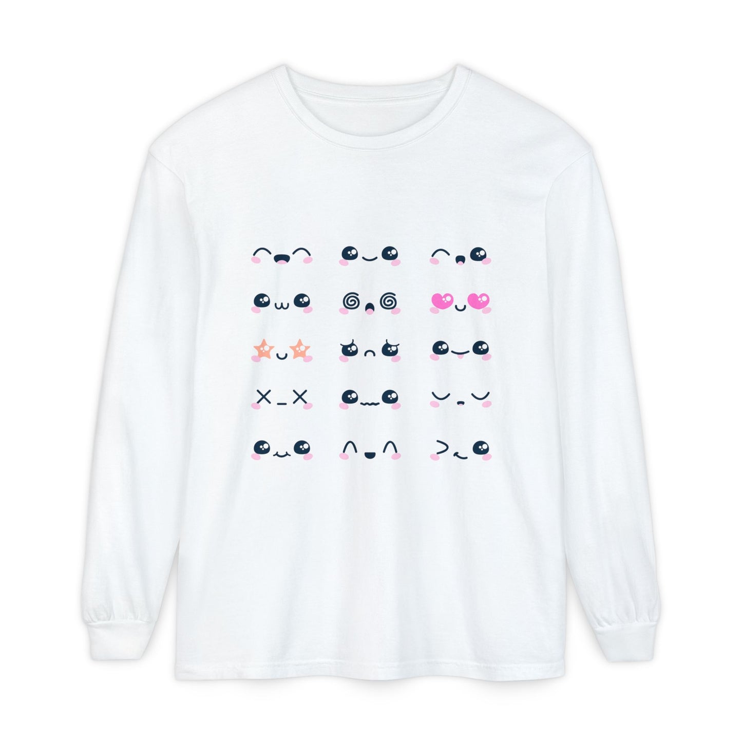 Cute Emojis Long Sleeve T-Shirt, Casual Wear, Gift for Friends, Cute Long Sleeve, Everyday Style, Graphic Tee