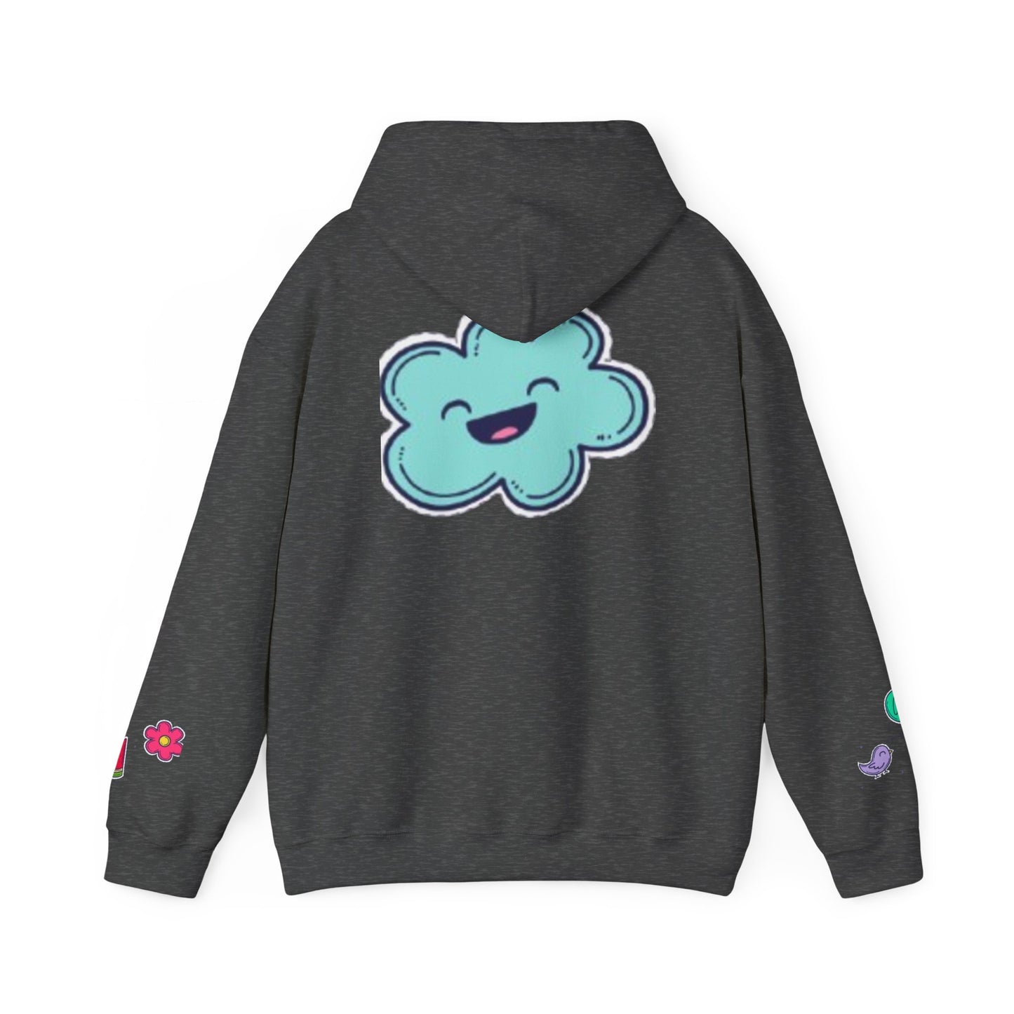 Cute Illustrated Hoodie with Flowers, Sweatshirt for Spring, Funny Cloud Design, Gift for Teens, Cozy Casual Wear