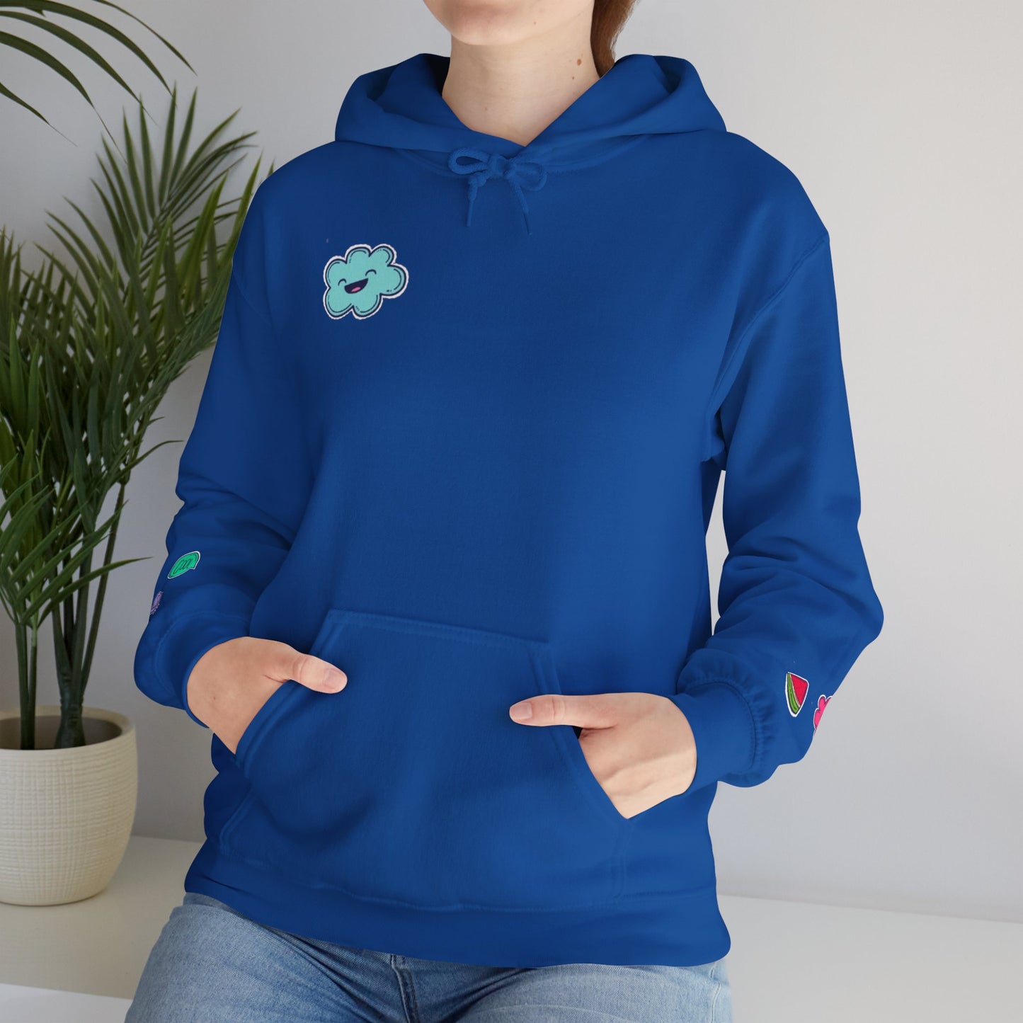 Cute Illustrated Hoodie with Flowers, Sweatshirt for Spring, Funny Cloud Design, Gift for Teens, Cozy Casual Wear