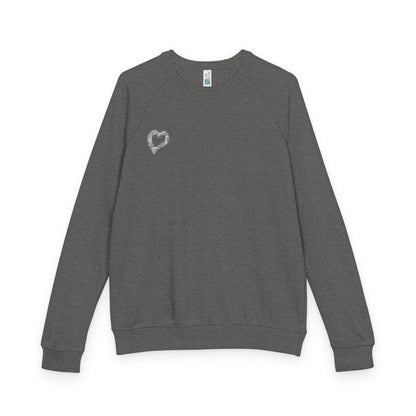 Cozy Love Heart Raglan Crewneck Sweatshirt, Pullover, Gift for Him/Her, Casual Wear, Valentine's Day Gift, Year-Round Comfort