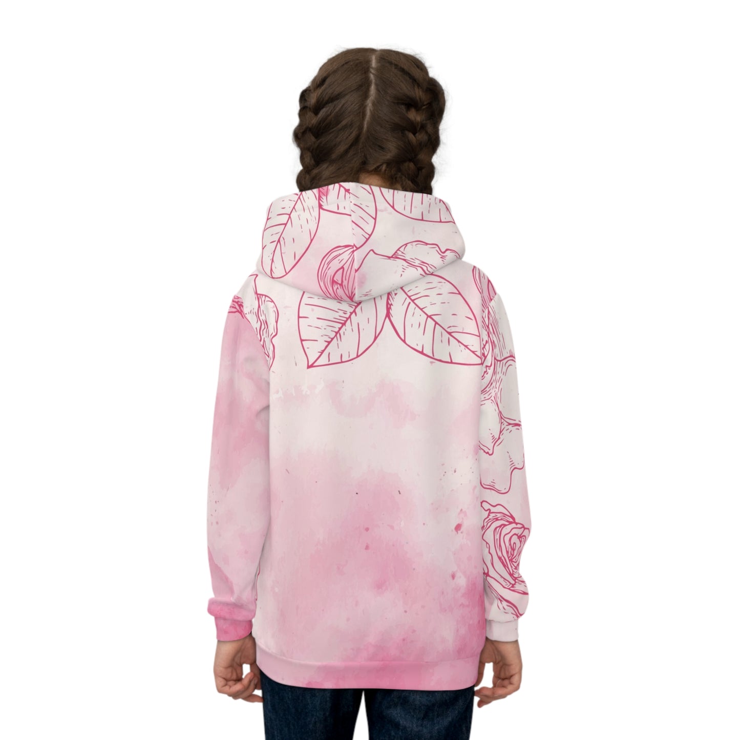 Pink Floral Children's Hoodie, Cute Kids Sweatshirt, Floral Print Pullover, Perfect Gift for Birthday or Spring, Cozy Kidswear