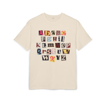Playful Alphabet Oversize Tee, Comfortable Graphic Shirt, Casual Wear, Gift for Kids and Adults, Fun T-Shirt for Any Occasion