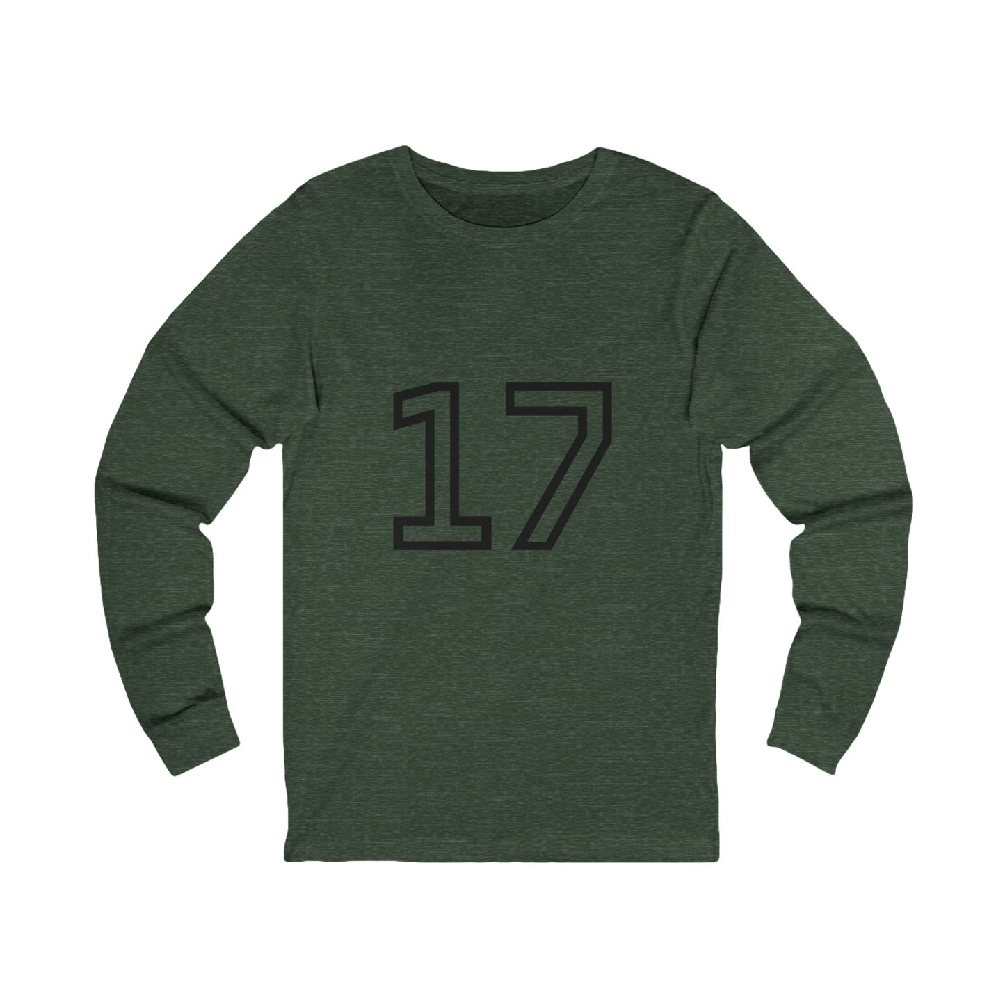 Minimalist  Long Sleeve Tee with Number 17, Casual Wear, Sports Life, Personalized Gift, Everyday Comfort, Fashion Statement