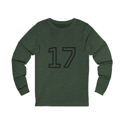 Minimalist  Long Sleeve Tee with Number 17, Casual Wear, Sports Life, Personalized Gift, Everyday Comfort, Fashion Statement