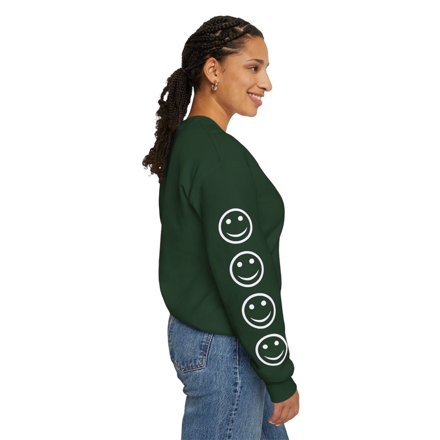 Smiley Face Crewneck Sweatshirt , Casual Wear, Gift for Friends, Cozy Layering, Everyday Comfort