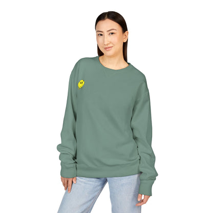 Smiley Face ComfortWash Sweatshirt | Cozy  Crewneck for Everyday Wear, Gifts, Relaxation, Casual Outfits, Cheerful Vibe