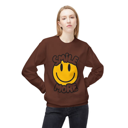 Smiley Face Fleece Crewneck Sweatshirt | Sweatshirt for Everyday Comfort, Gifts, Casual Wear, Smile More Apparel, Cozy Fashion