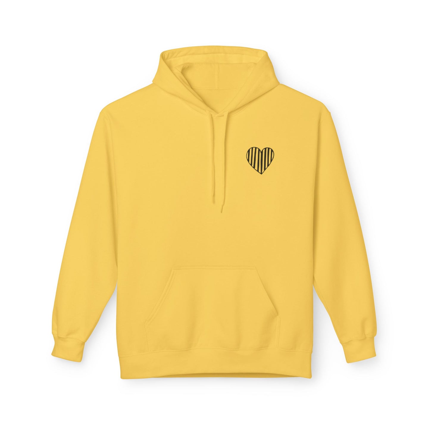 Striped Heart Fleece Hoodie - Soft, Cozy Apparel for All Seasons