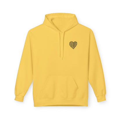 Striped Heart Fleece Hoodie - Soft, Cozy Apparel for All Seasons