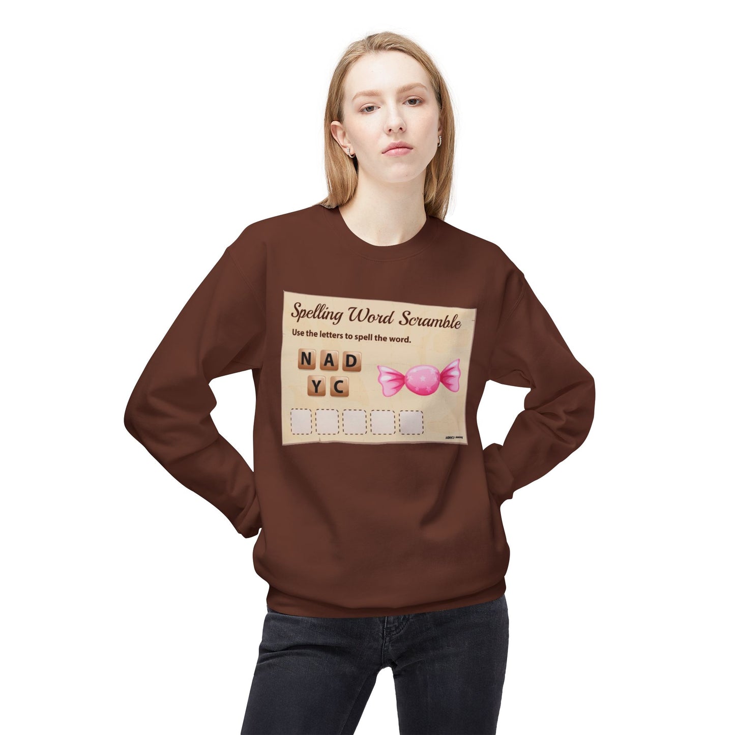 Creative Spelling Word Scramble Crewneck Sweatshirt, Fun Apparel, Unique Gift, Cozy Wear, Interactive Teaching Tool