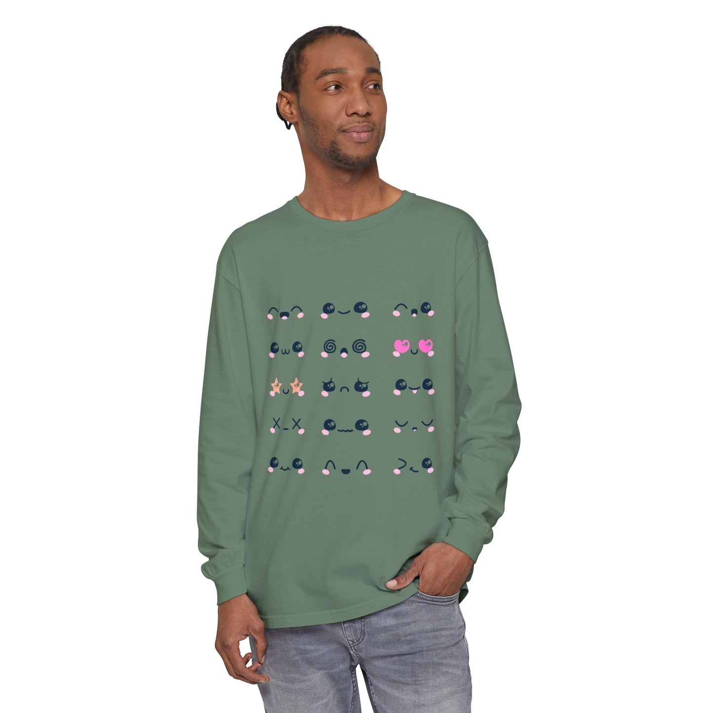 Cute Emojis Long Sleeve T-Shirt, Casual Wear, Gift for Friends, Cute Long Sleeve, Everyday Style, Graphic Tee
