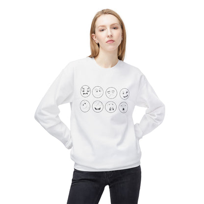 Emoticon Crewneck Sweatshirt - Cozy Fleece Sweatshirt, Gift for Friends, Funny Emoji Apparel, Mood Swag, Casual Layering