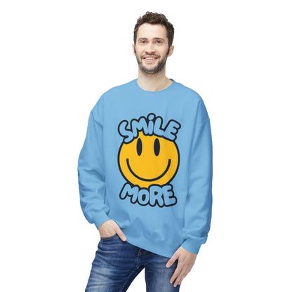Smiley Face Fleece Crewneck Sweatshirt | Sweatshirt for Everyday Comfort, Gifts, Casual Wear, Smile More Apparel, Cozy Fashion