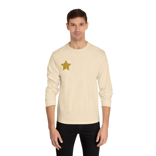 Golden Star  Long Sleeve T-Shirt, Casual Shirt, Gift for Her, Holiday Apparel, Everyday Wear, Comfortable Style