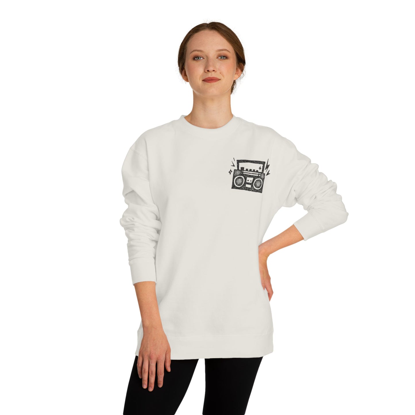 Retro Boombox Sweatshirt - Music Lover Apparel, Gift for Him,  Crew Neck, Casual Wear, Cozy Fashion