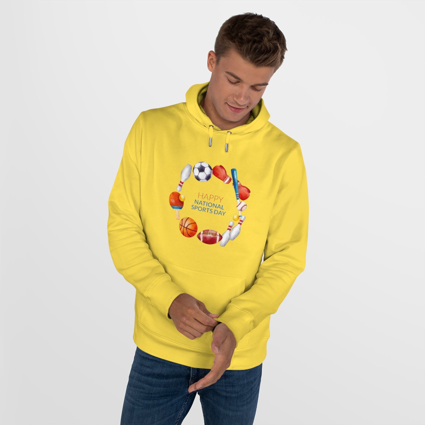 Happy Sports Day King Hooded Sweatshirt, Sports Lover Gift, Activewear, Casual Clothing, Athletic Hoodie, Sports Day Celebration